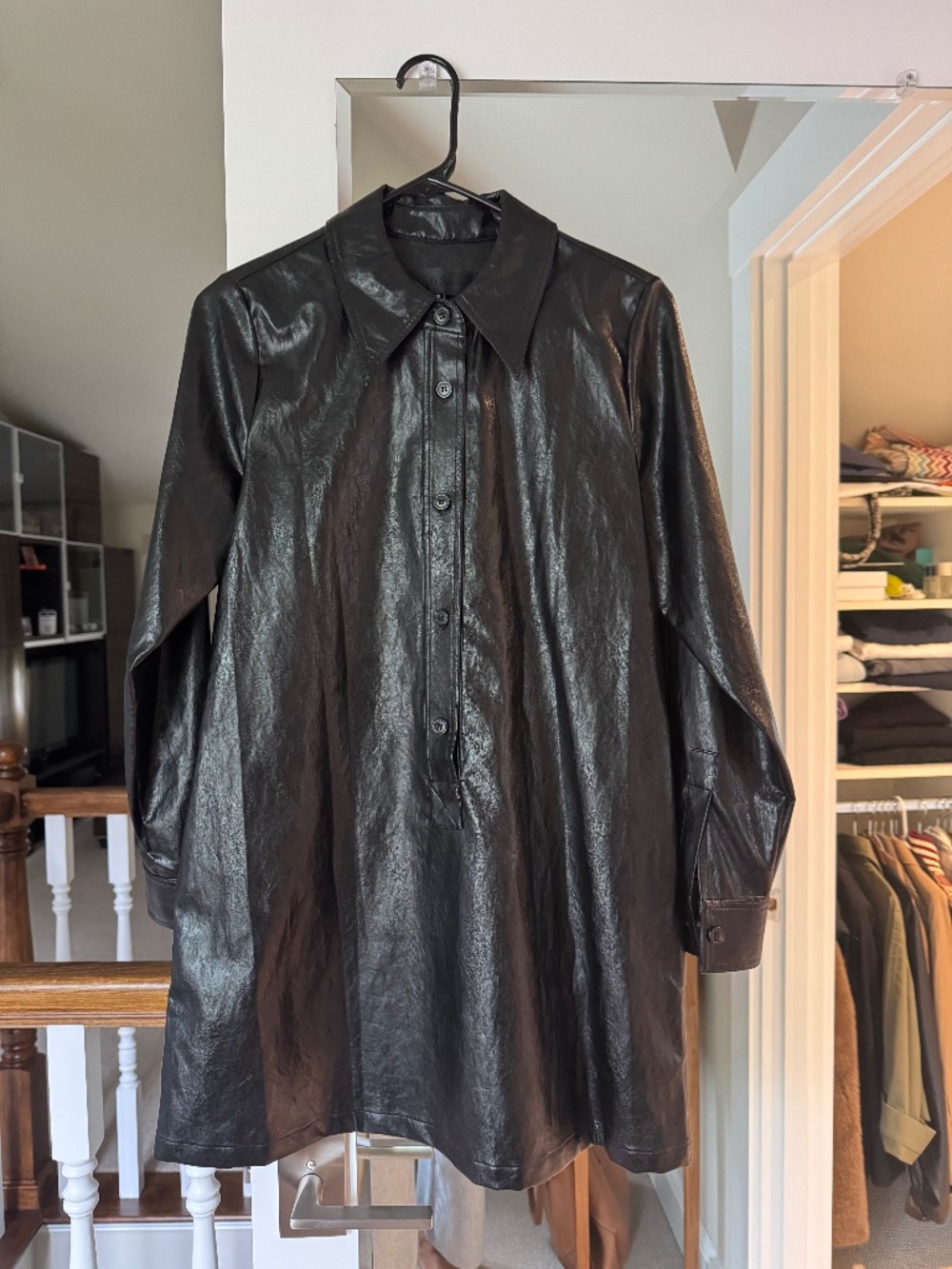 No. 6 black faux leather tunic mini dress size XS